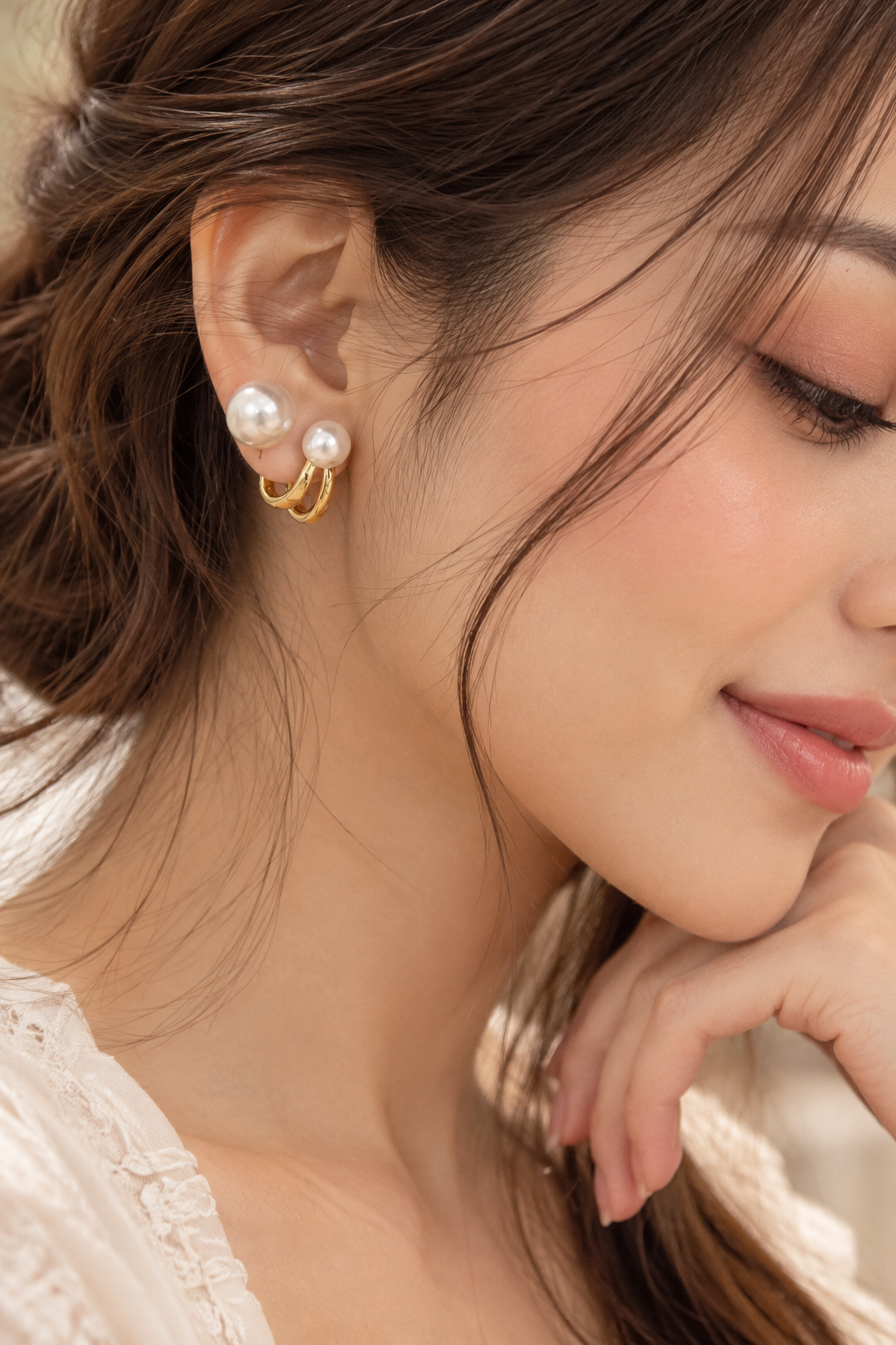 Twin Bead Hoop Earrings