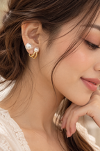 Twin Bead Hoop Earrings