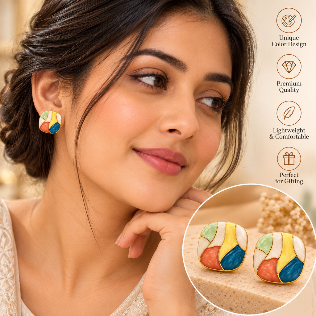 Colourblock Square Earrings
