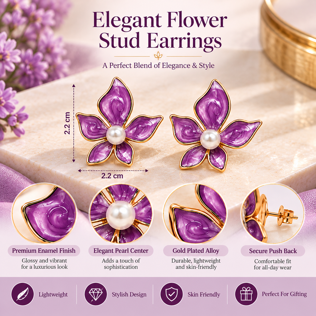 Purple Petal Earrings