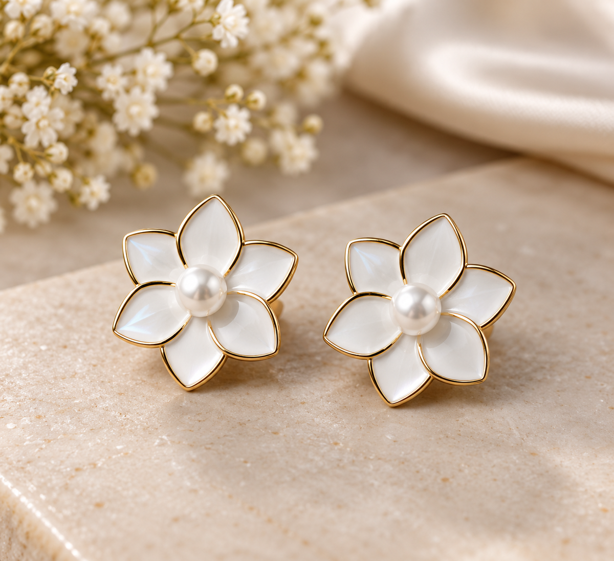 White Blossom Earrings