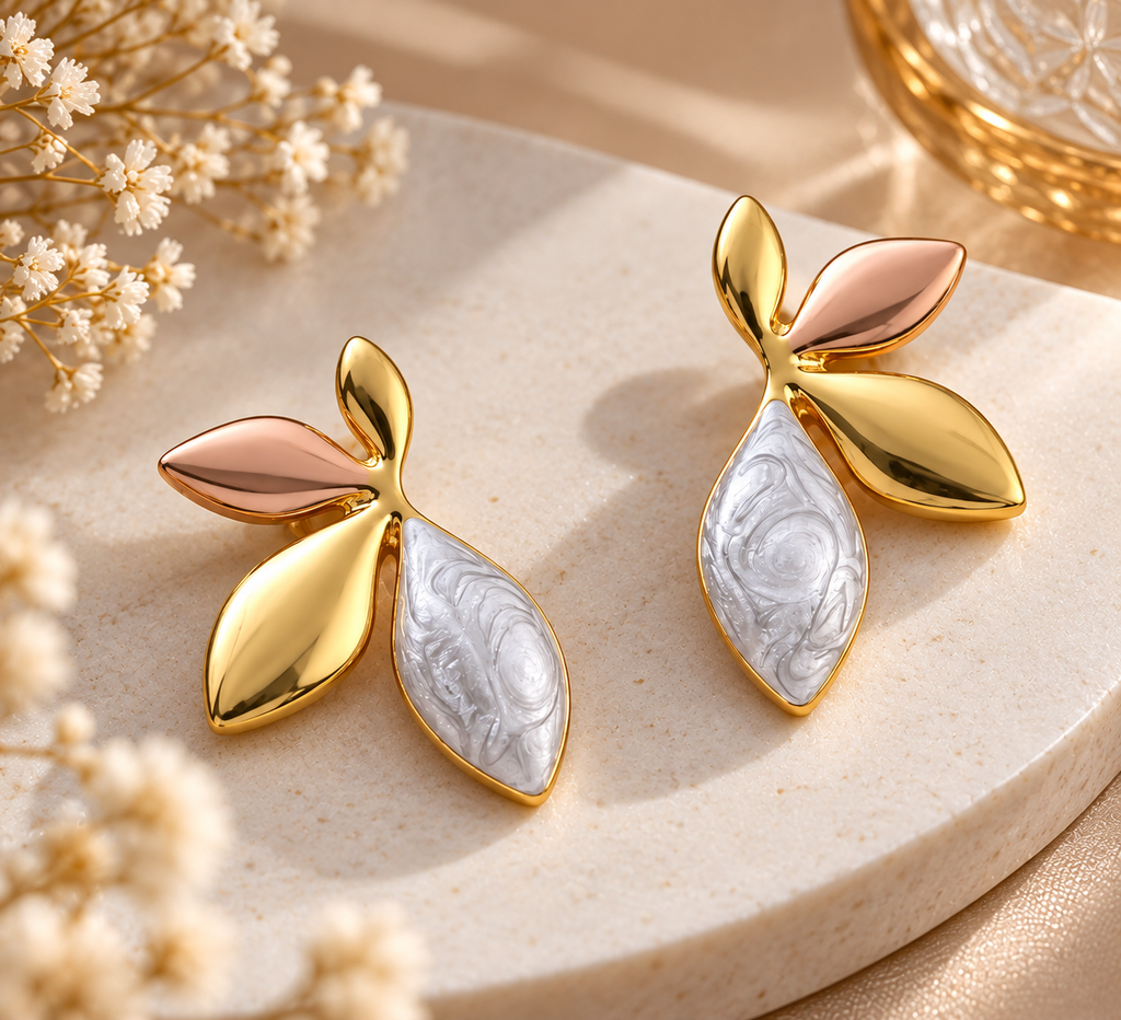 Mixed-Tone Leaf Earrings