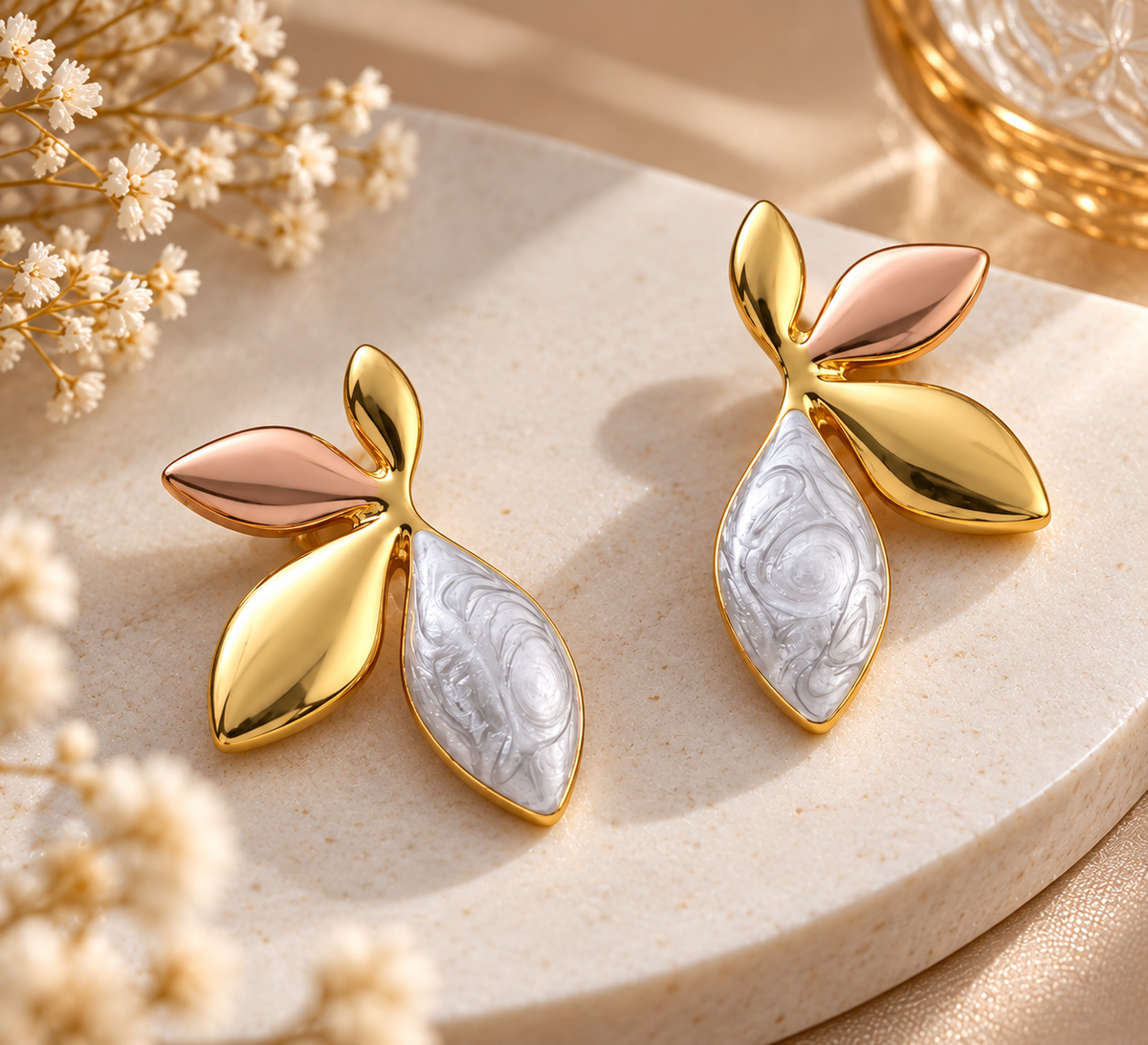 Mixed-Tone Leaf Earrings