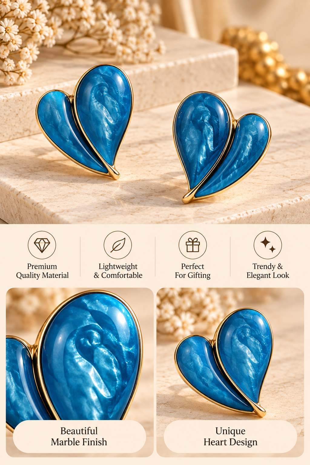 Blue Petal Earrings
