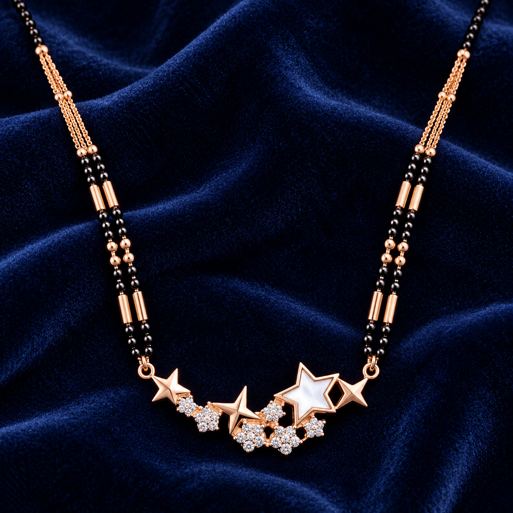 Overhead star pendant detail on midnight blue velvet