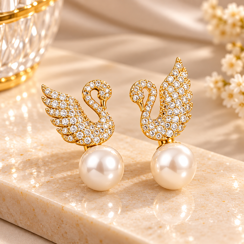 Swan Drop Earrings