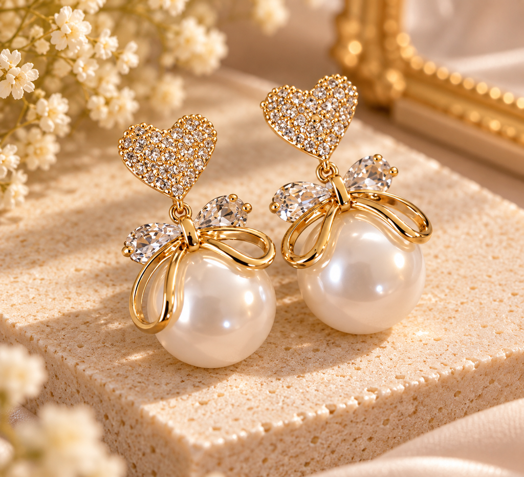 Heart Bow Earrings