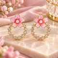 Pink Blossom Hoop Earrings