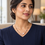 Estoria Mangalsutra editorial model view with navy dress