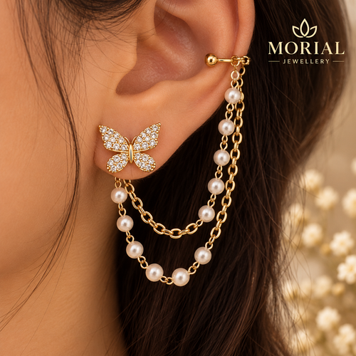 Butterfly Chain Cuff Earrings