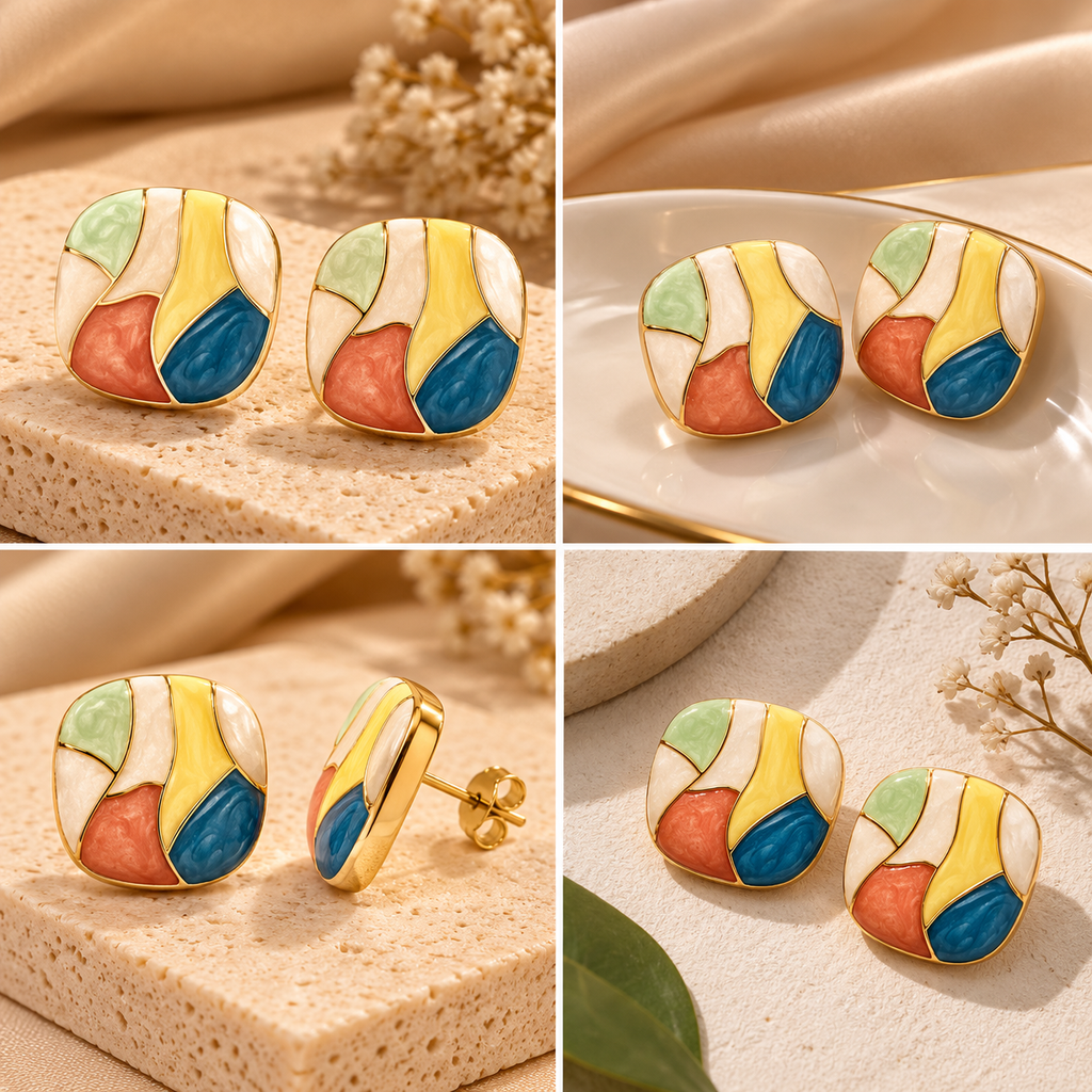 Colourblock Square Earrings