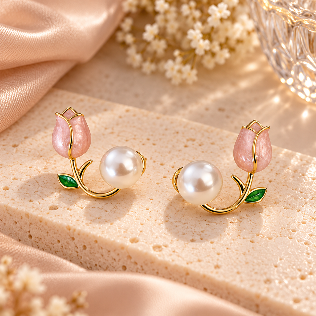 Pink Tulip Earrings