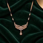 Florence Mangalsutra in an overhead detail on green velvet
