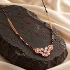 Rosaline Mangalsutra at a three-quarter angle on charcoal stone