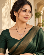 Sylvana Mangalsutra styled with a refined emerald saree